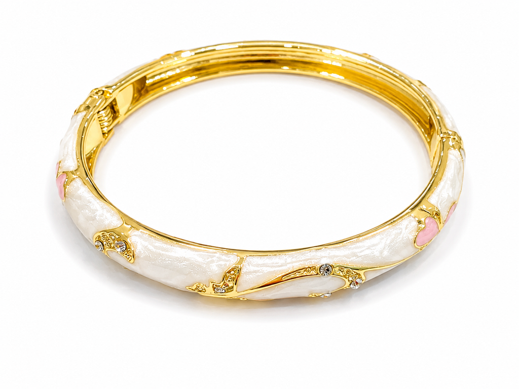 Brazaletes florales dorados con cristales