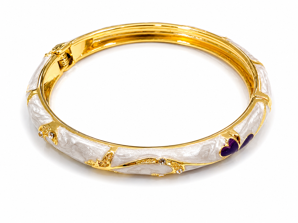 Brazaletes florales dorados con cristales