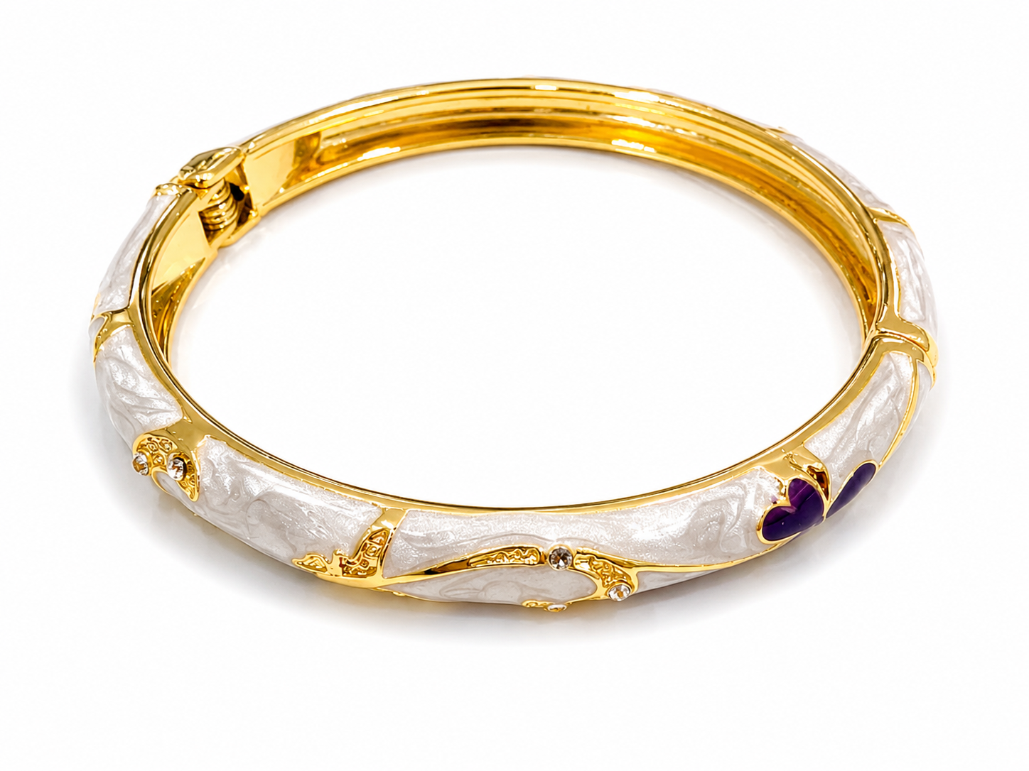 Brazaletes florales dorados con cristales