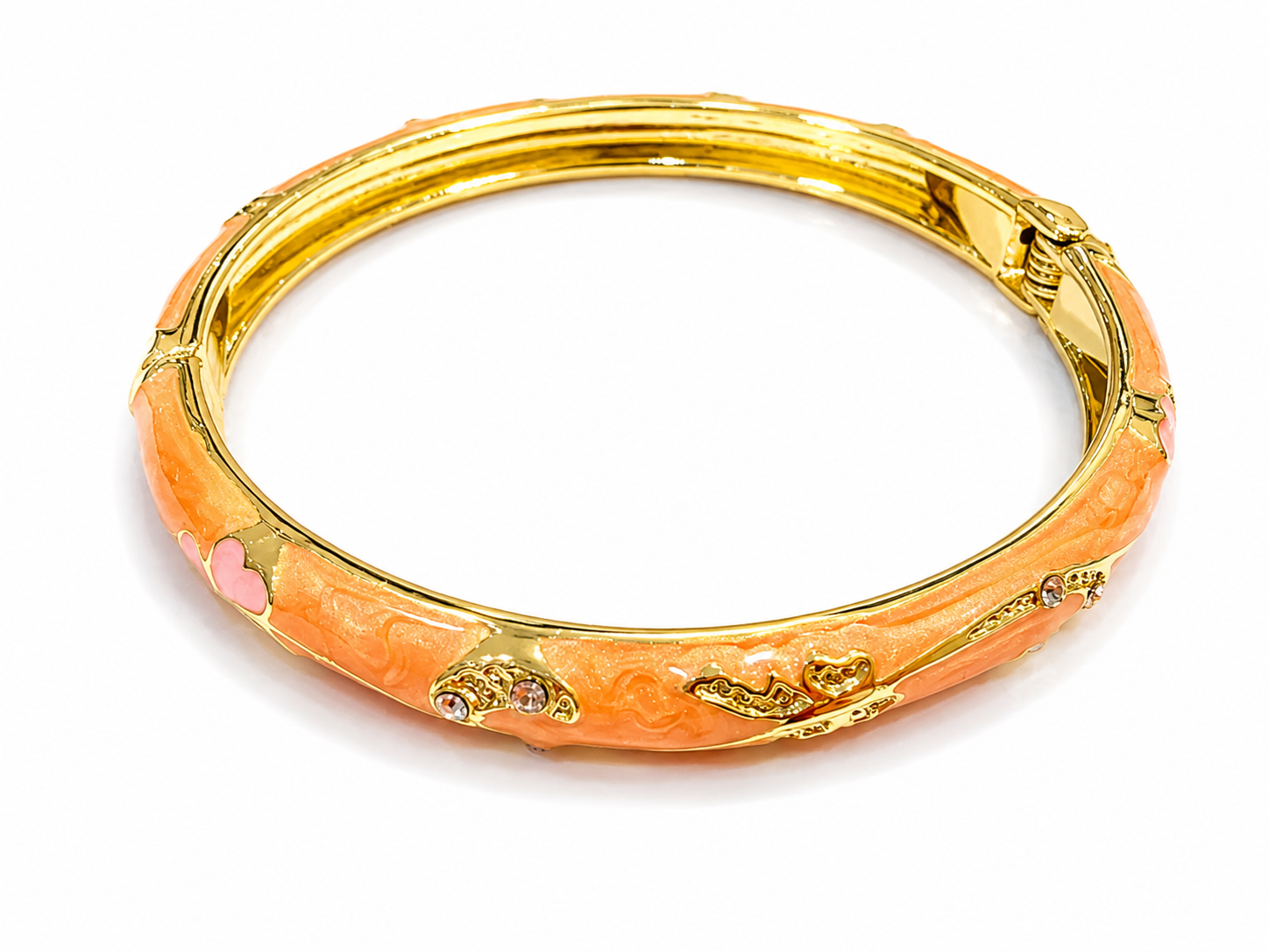 Brazaletes florales dorados con cristales