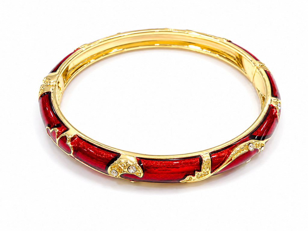 Brazaletes florales dorados con cristales