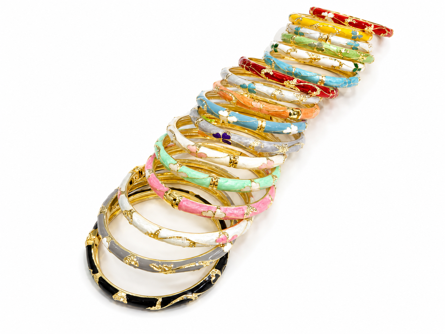 Brazaletes florales dorados con cristales