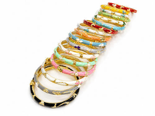 Brazaletes florales dorados con cristales