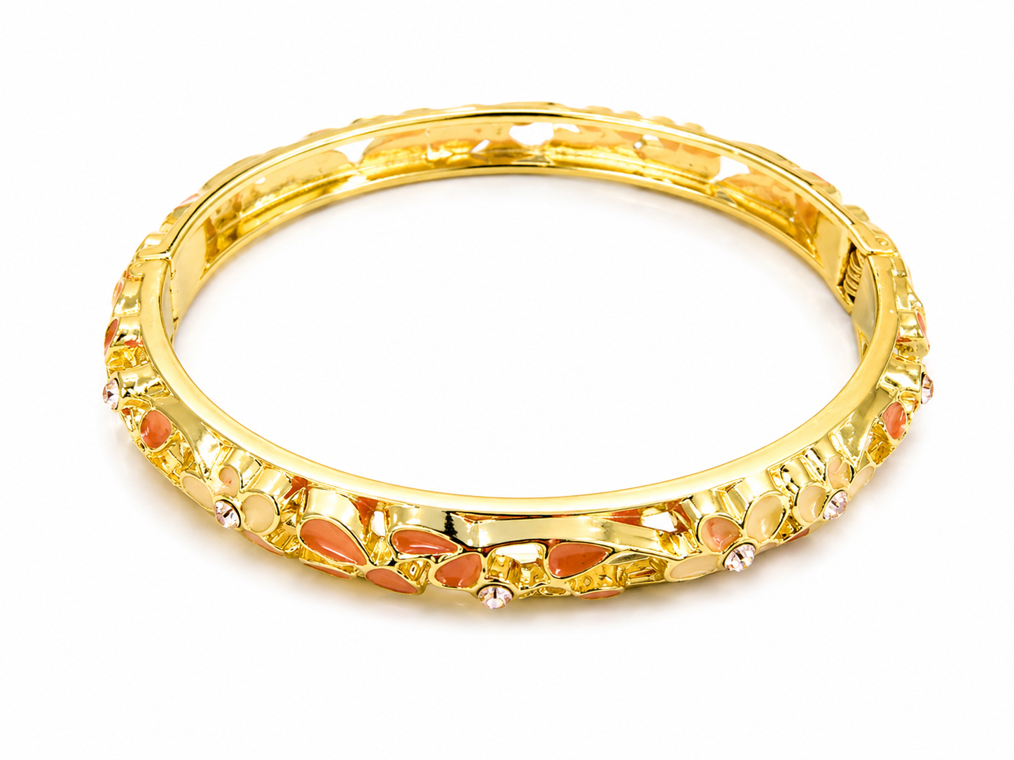 Brazaletes florales dorados con cristales