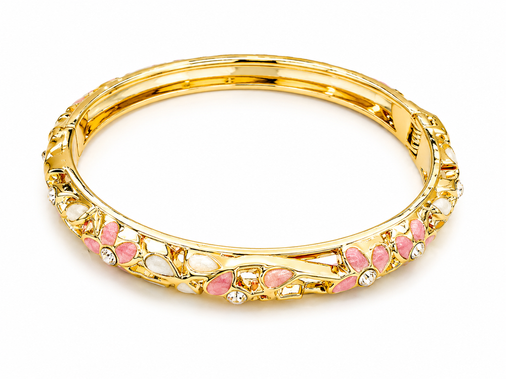 Brazaletes florales dorados con cristales