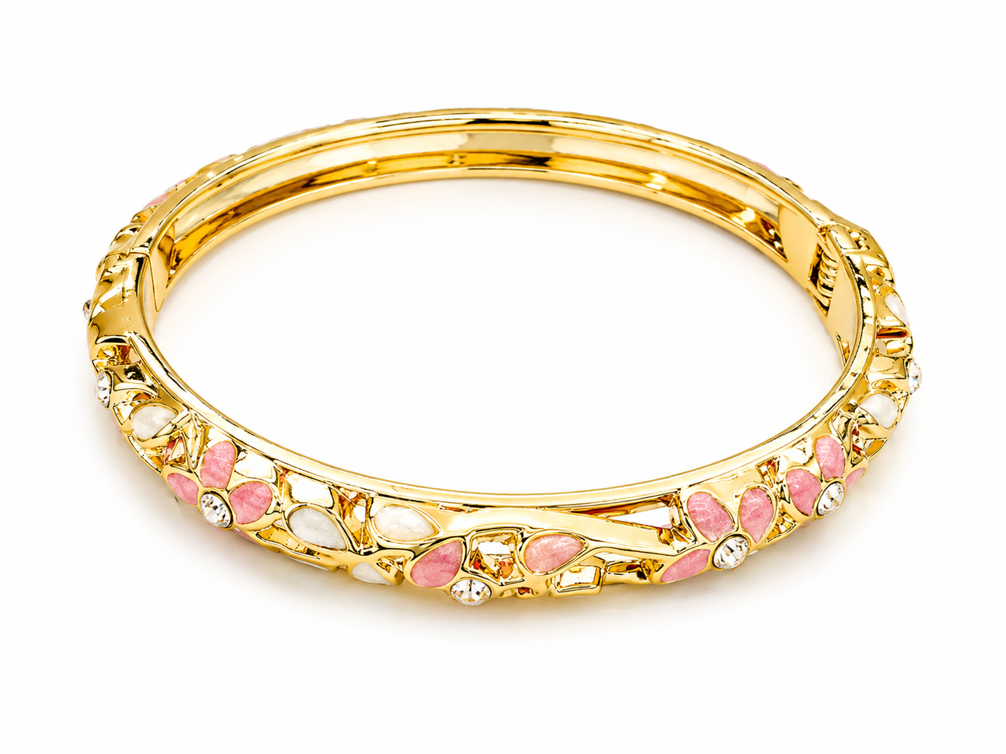 Brazaletes florales dorados con cristales
