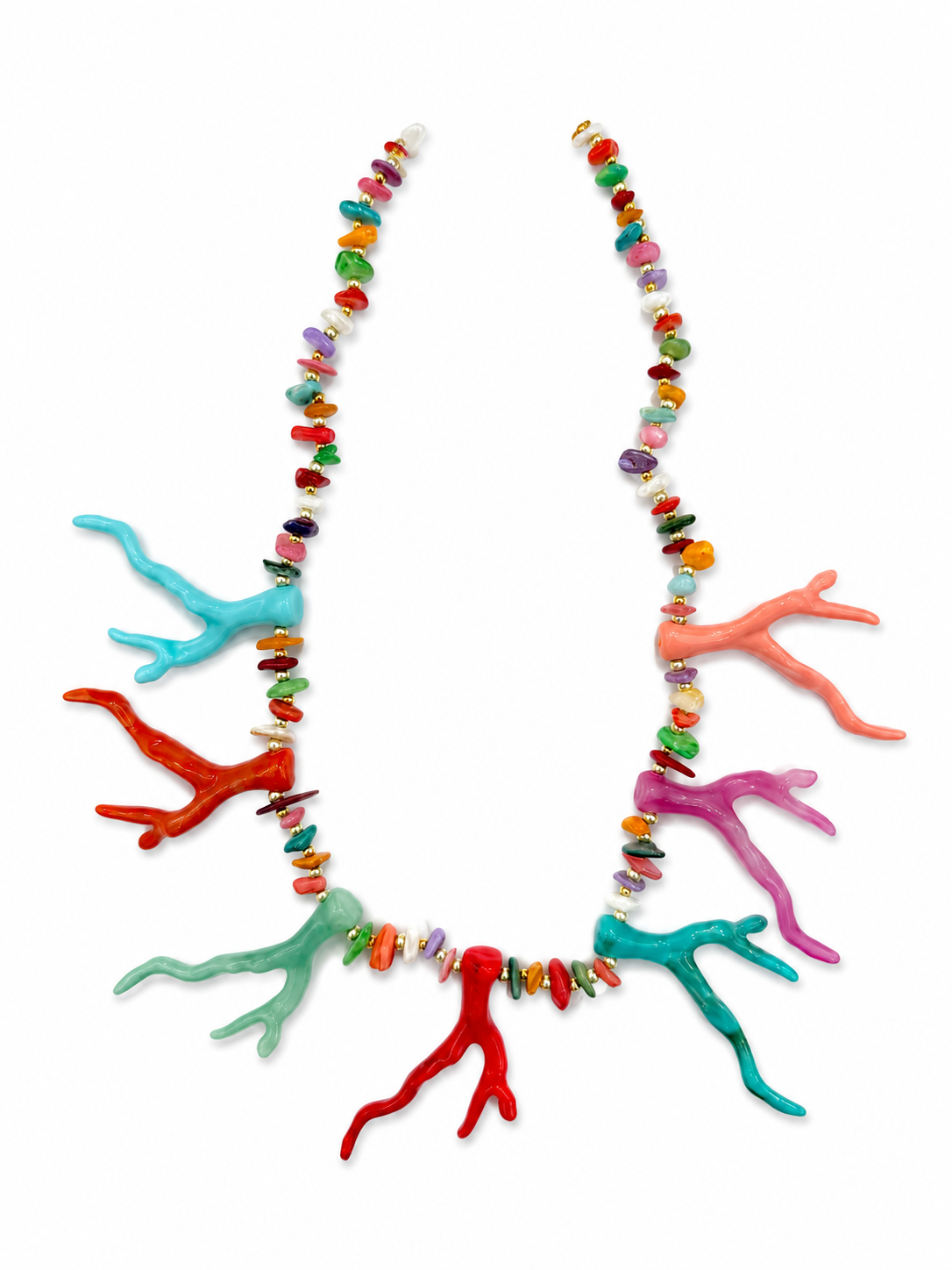 Collar dorado de acero tipo Y con colgantes ovalados y cristales