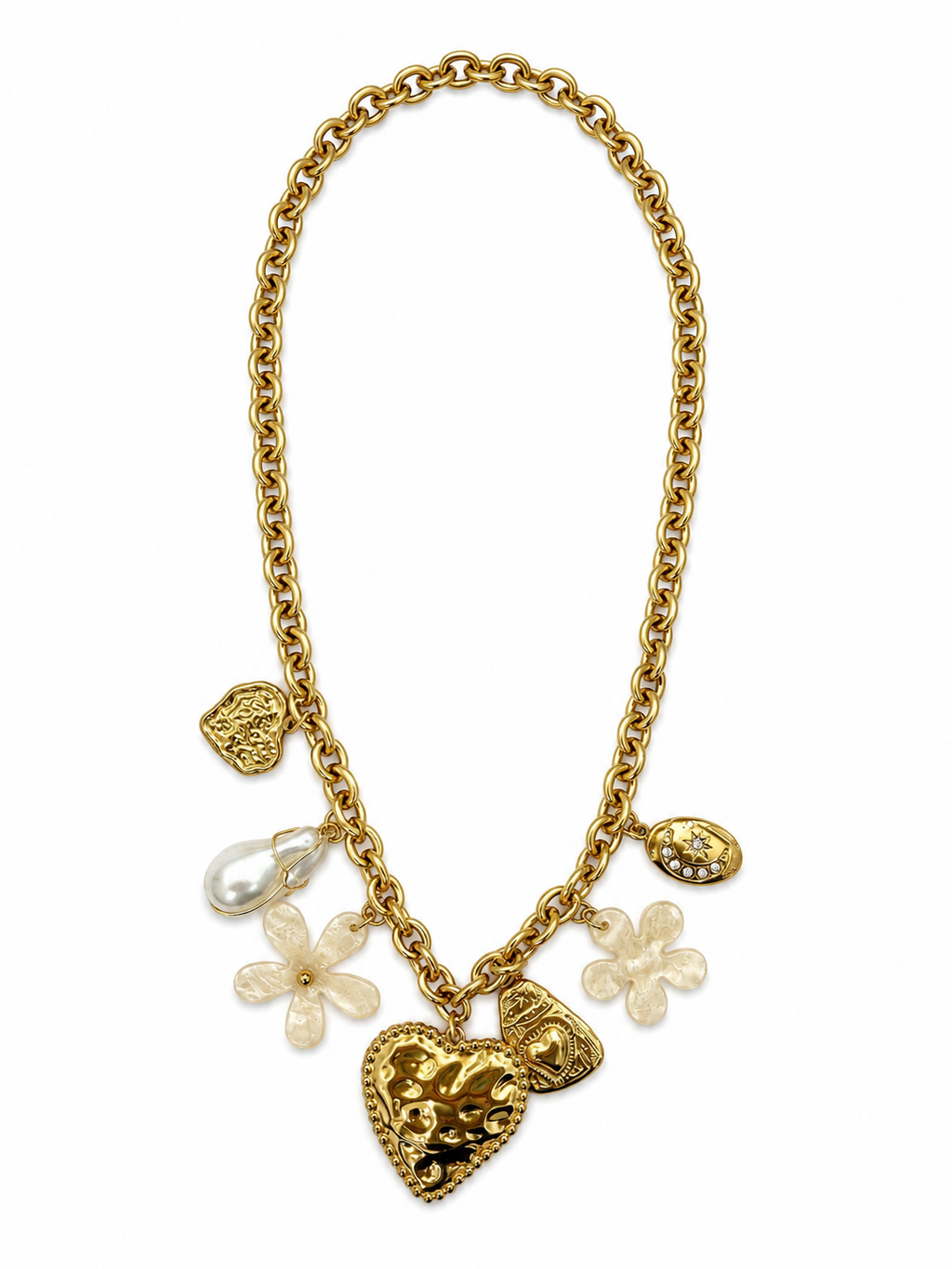 Collar dorado de acero tipo Y con colgantes ovalados y cristales
