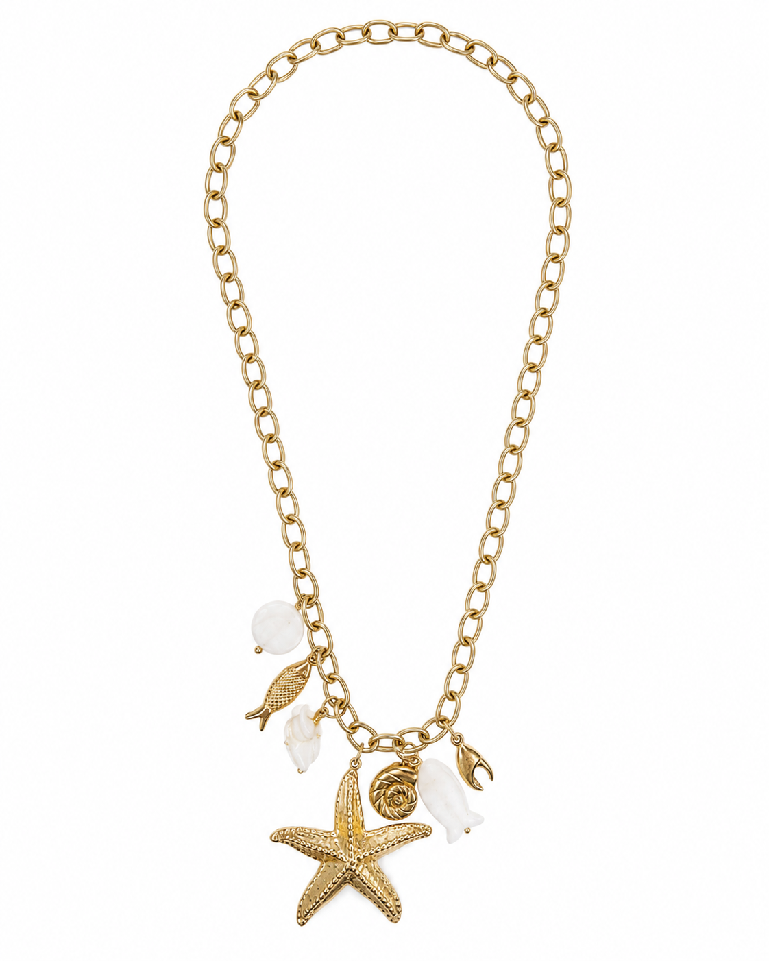 Collar dorado de acero tipo Y con colgantes ovalados y cristales