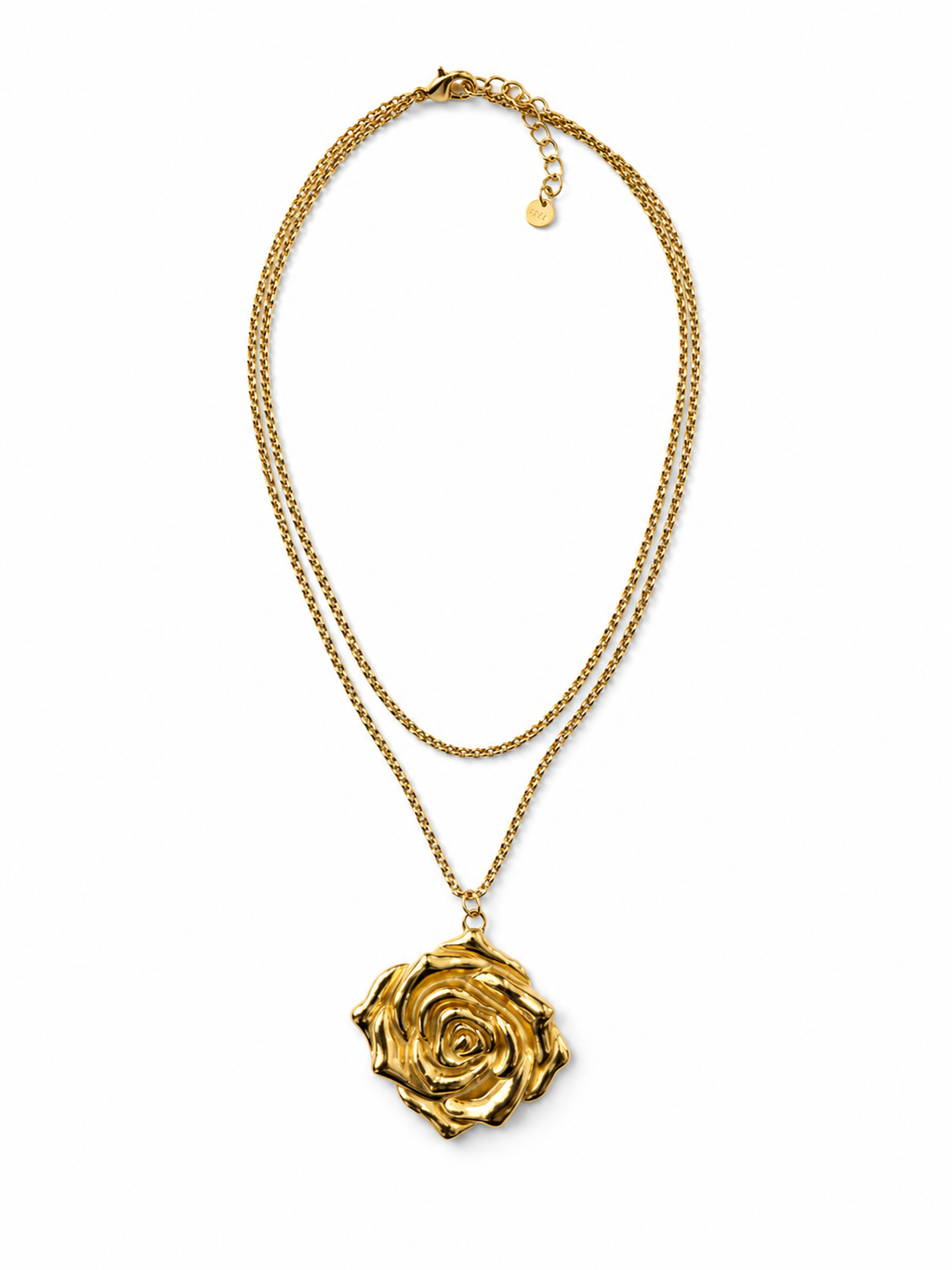 Collar dorado de acero tipo Y con colgantes ovalados y cristales