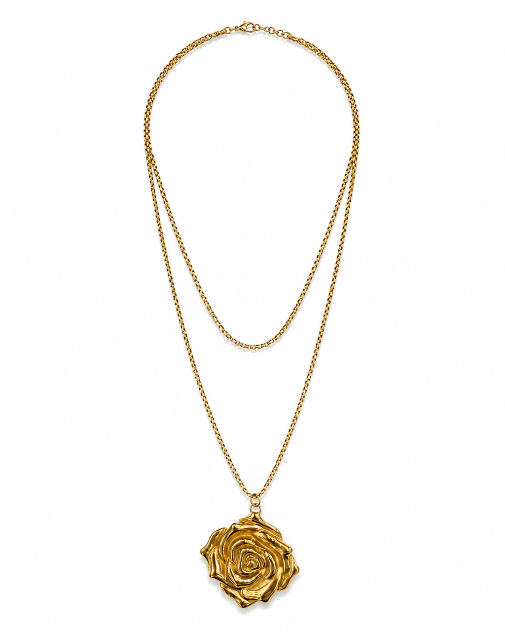 Collar dorado de acero tipo Y con colgantes ovalados y cristales