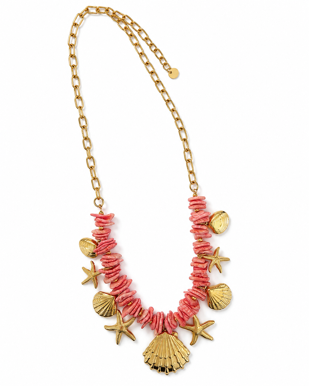 Collar dorado de acero tipo Y con colgantes ovalados y cristales