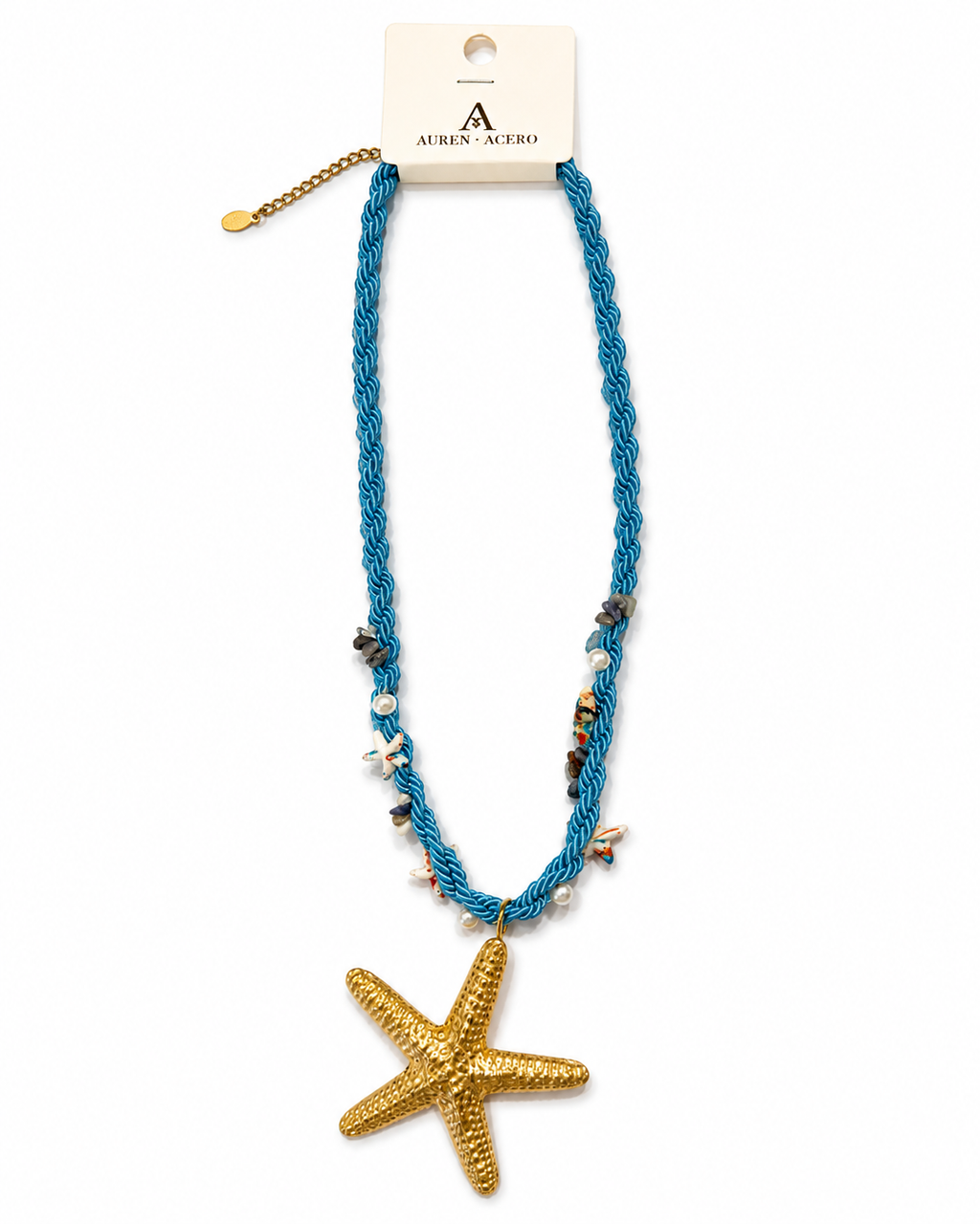Collar dorado de acero tipo Y con colgantes ovalados y cristales