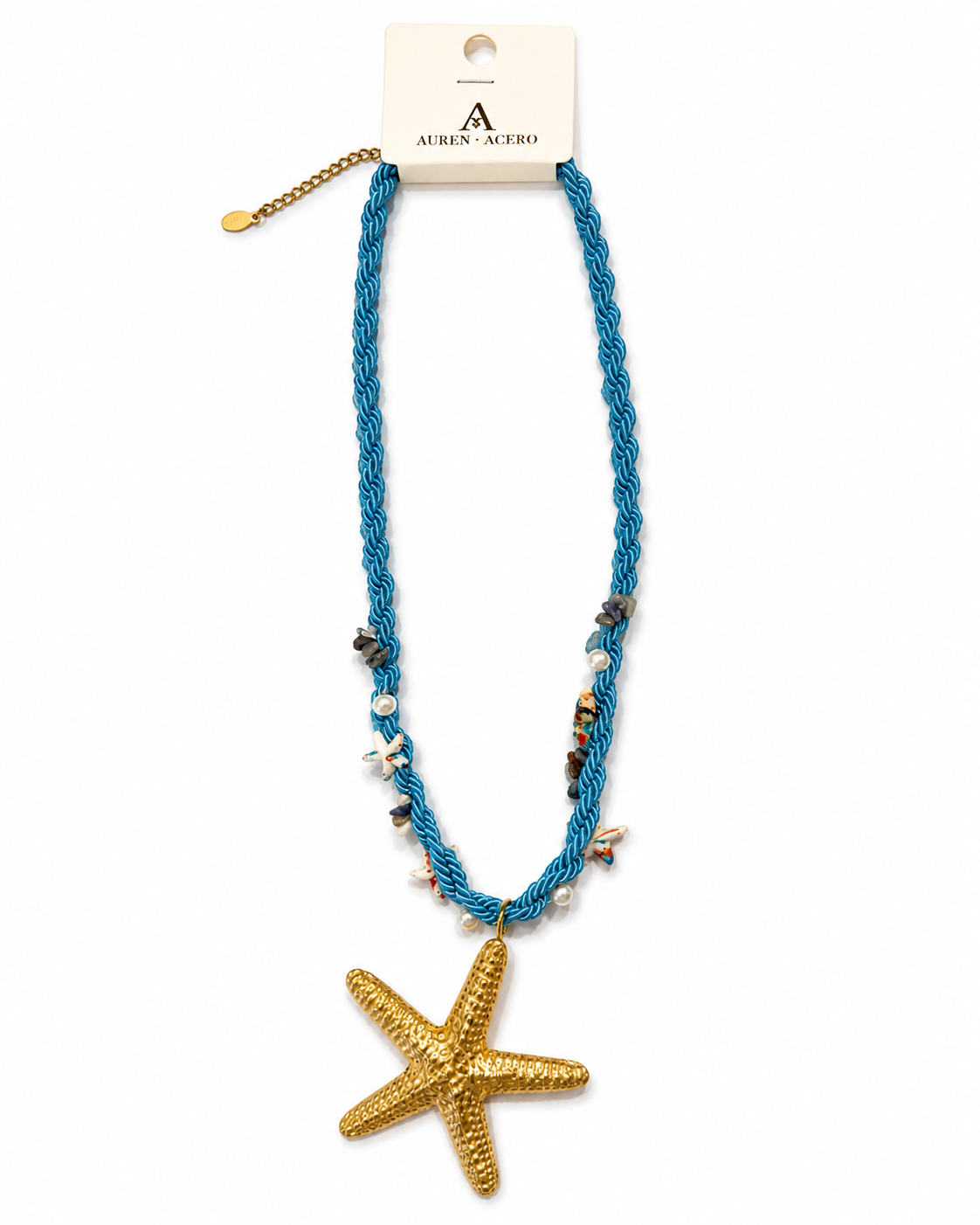 Collar dorado de acero tipo Y con colgantes ovalados y cristales
