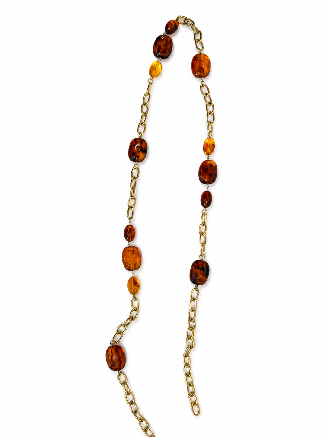 Collar dorado de acero tipo Y con colgantes ovalados y cristales