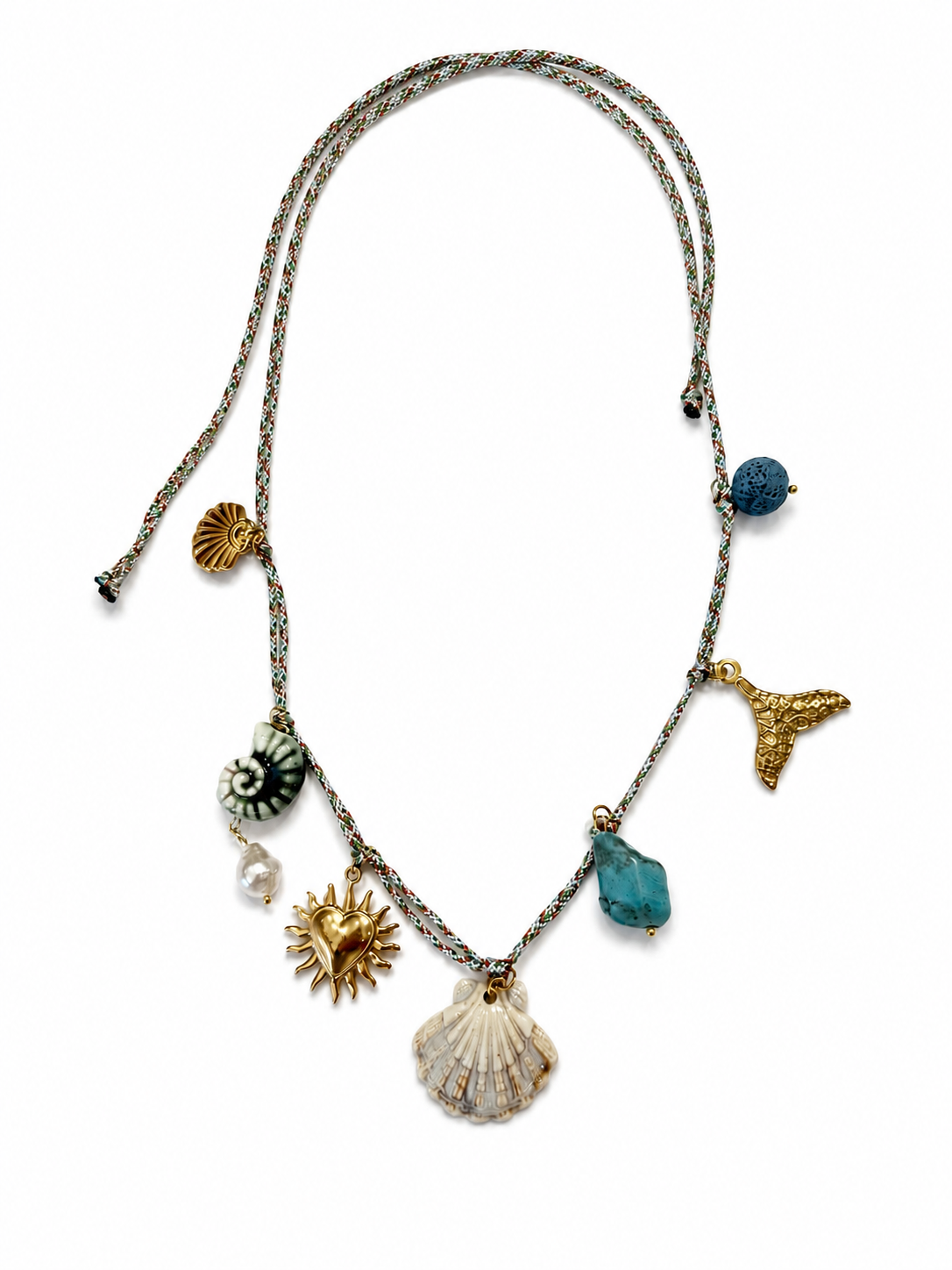 Collar dorado de acero tipo Y con colgantes ovalados y cristales