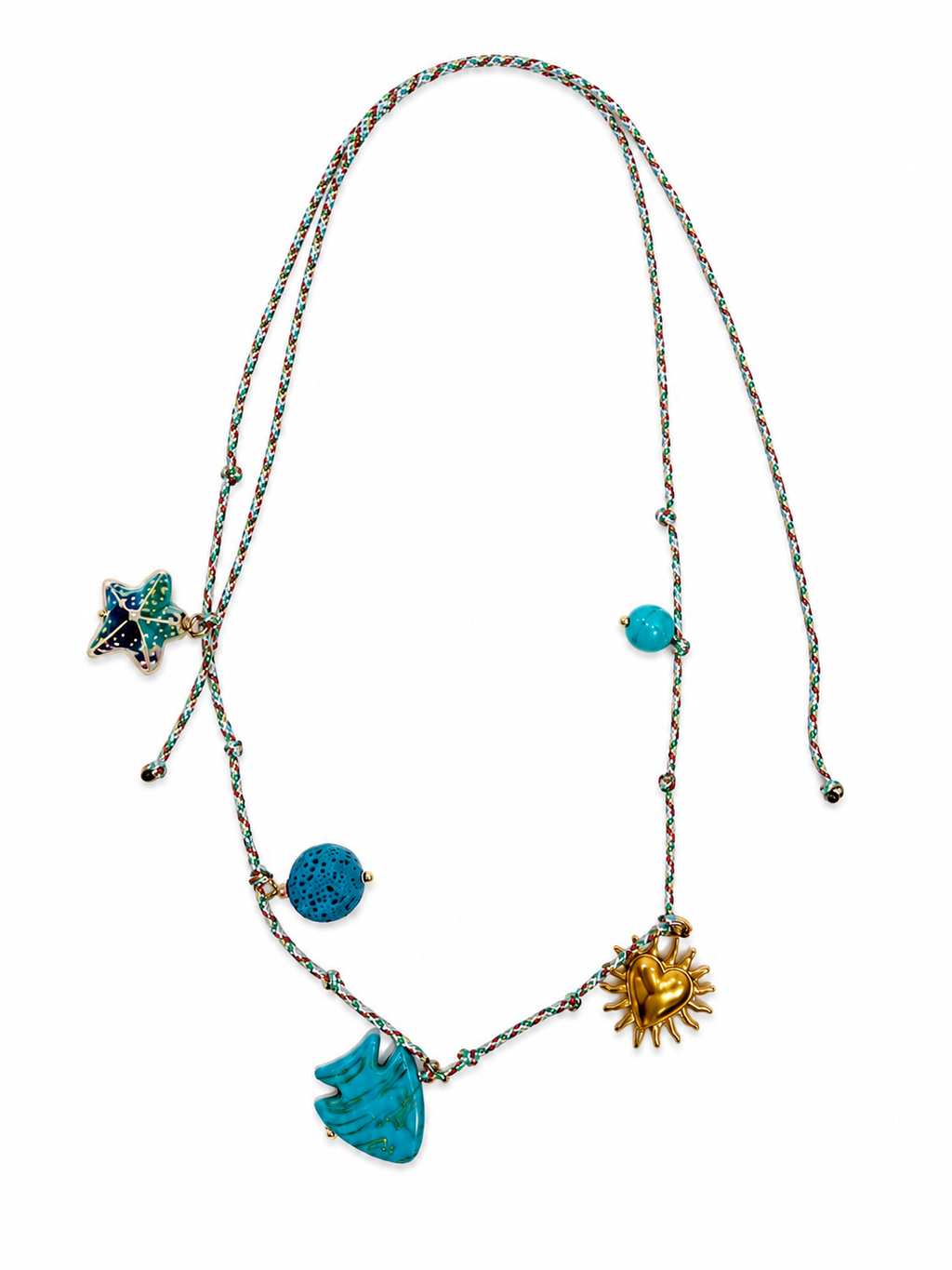 Collar dorado de acero tipo Y con colgantes ovalados y cristales