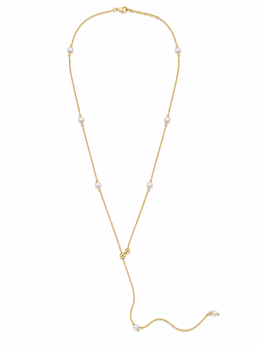 Collar dorado de acero tipo Y con colgantes ovalados y cristales