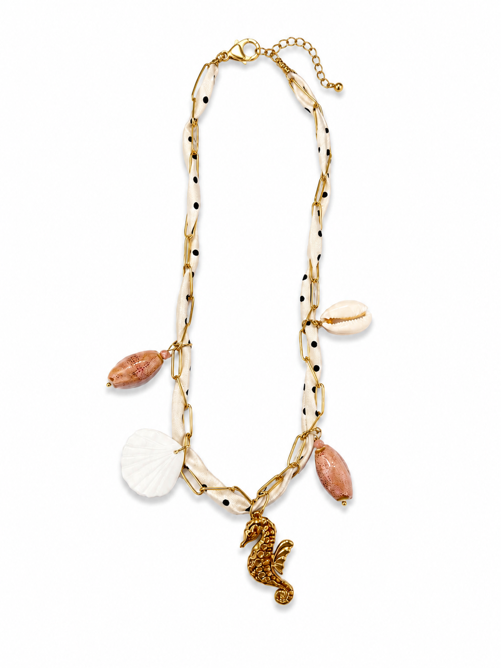 Collar dorado de acero tipo Y con colgantes ovalados y cristales