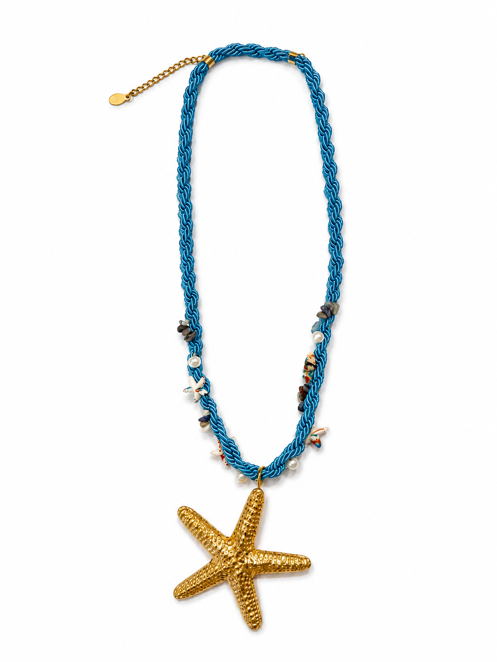 Collar dorado de acero tipo Y con colgantes ovalados y cristales