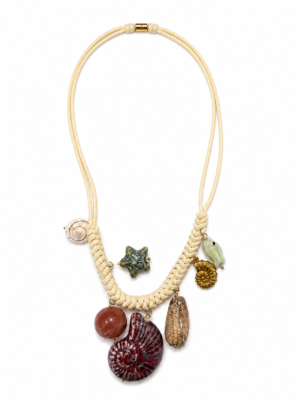 Collar dorado de acero tipo Y con colgantes ovalados y cristales