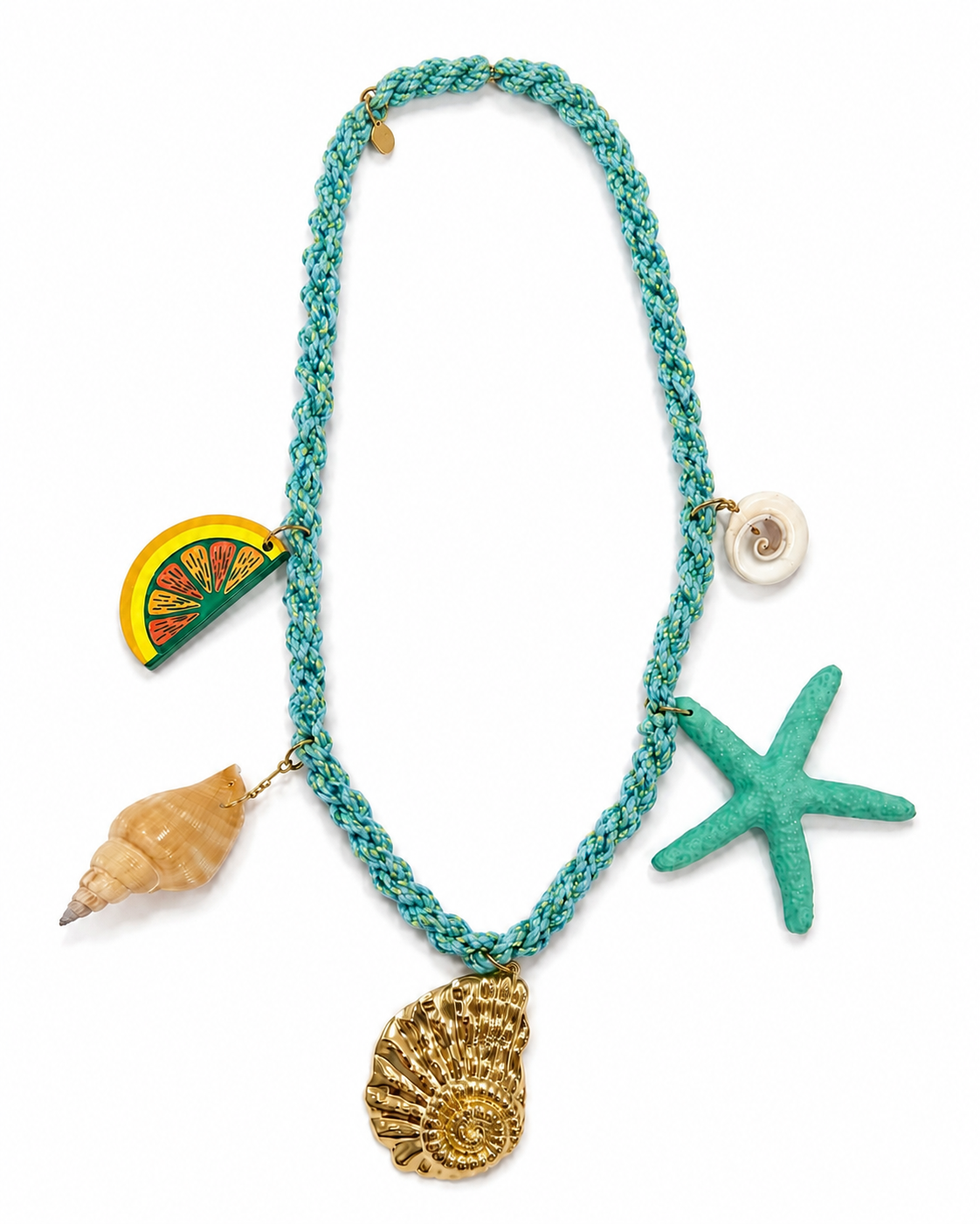 Collar dorado de acero tipo Y con colgantes ovalados y cristales
