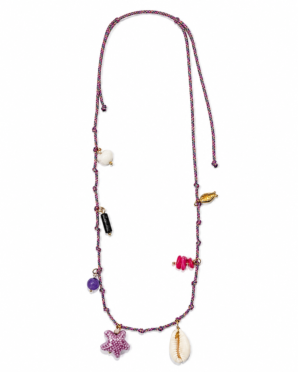 Collar dorado de acero tipo Y con colgantes ovalados y cristales