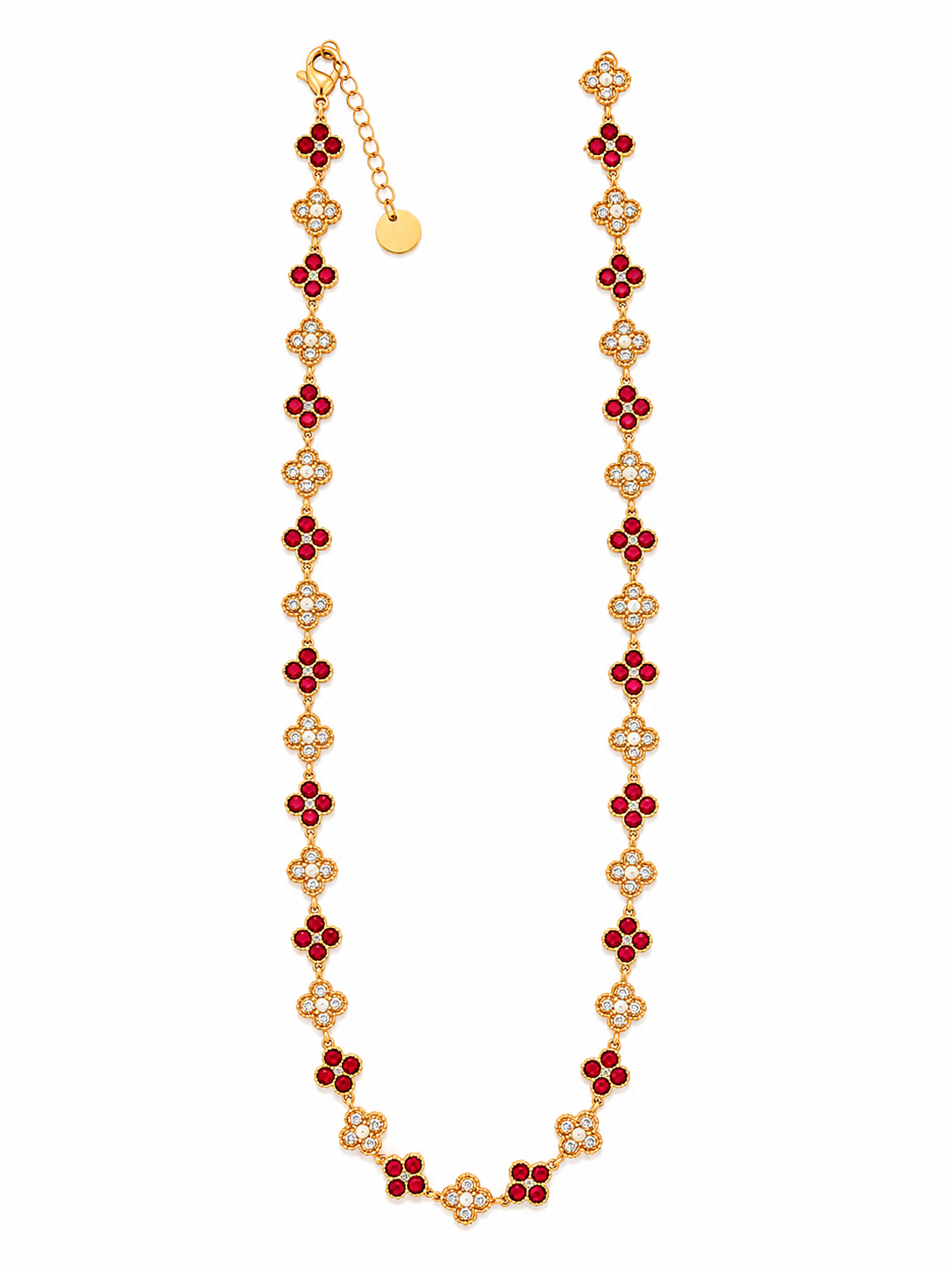 Collar dorado de acero tipo Y con colgantes ovalados y cristales