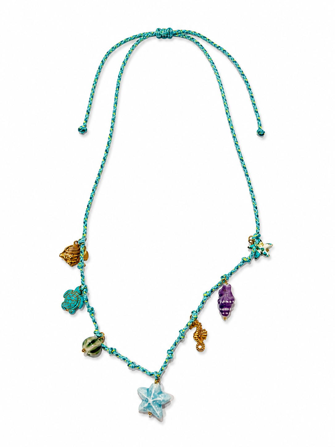Collar dorado de acero tipo Y con colgantes ovalados y cristales